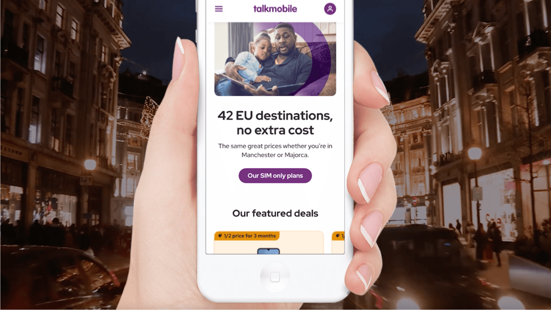 The Talkmobile website on mobile