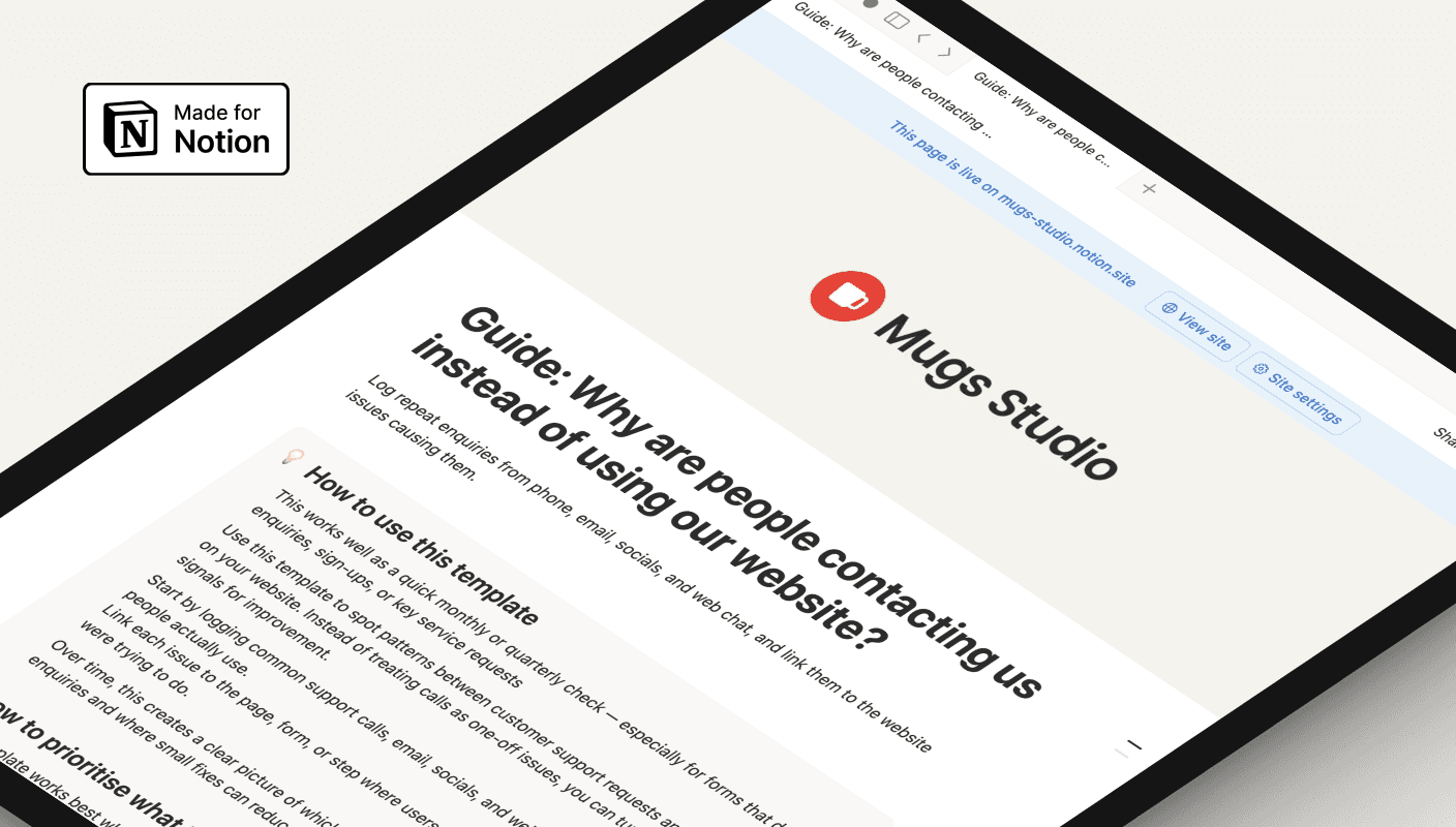 Notion template screen