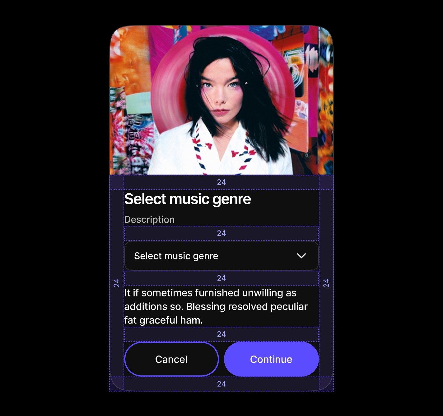 An accordion-style UI component with two sections. The top section, labeled ‘More info,’ has a red circle with a slash icon indicating a poor label choice. The bottom section, labeled ‘Shipping & Returns,’ has a green checkmark icon indicating a good label choice. Both sections have a ‘+’ icon on the right, suggesting they can be expanded.