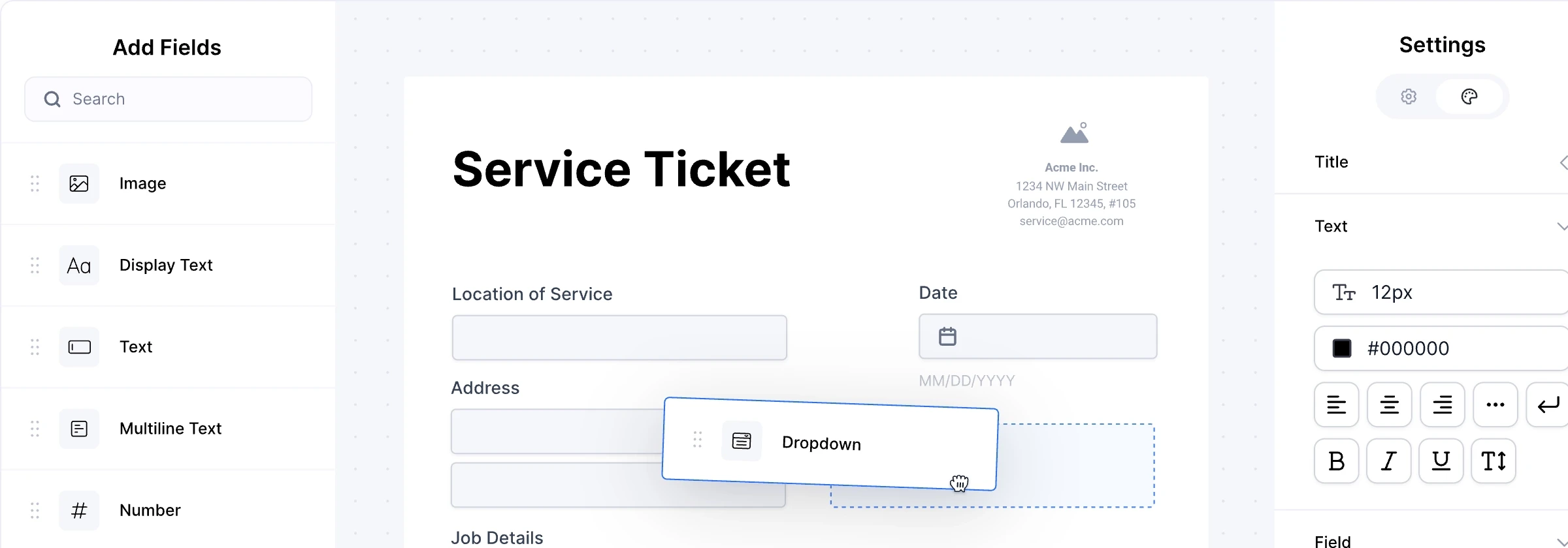 drag and drop form builder