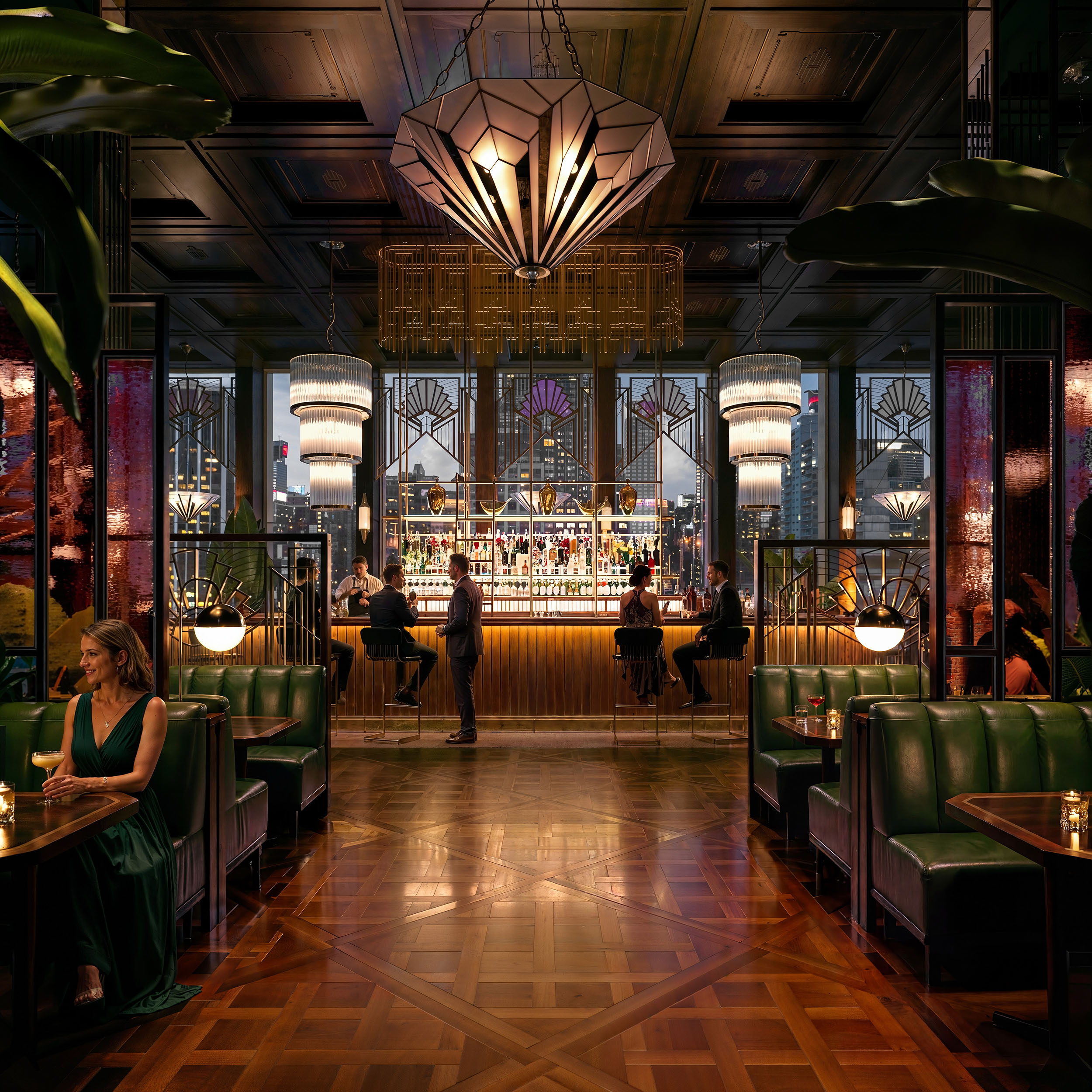 Architectural render of a bar. Interior visualisation, CGI render.