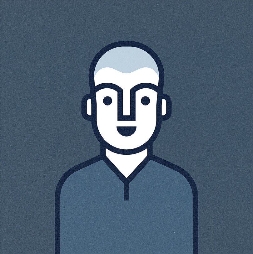 Illustration of a happy man with a bald head
