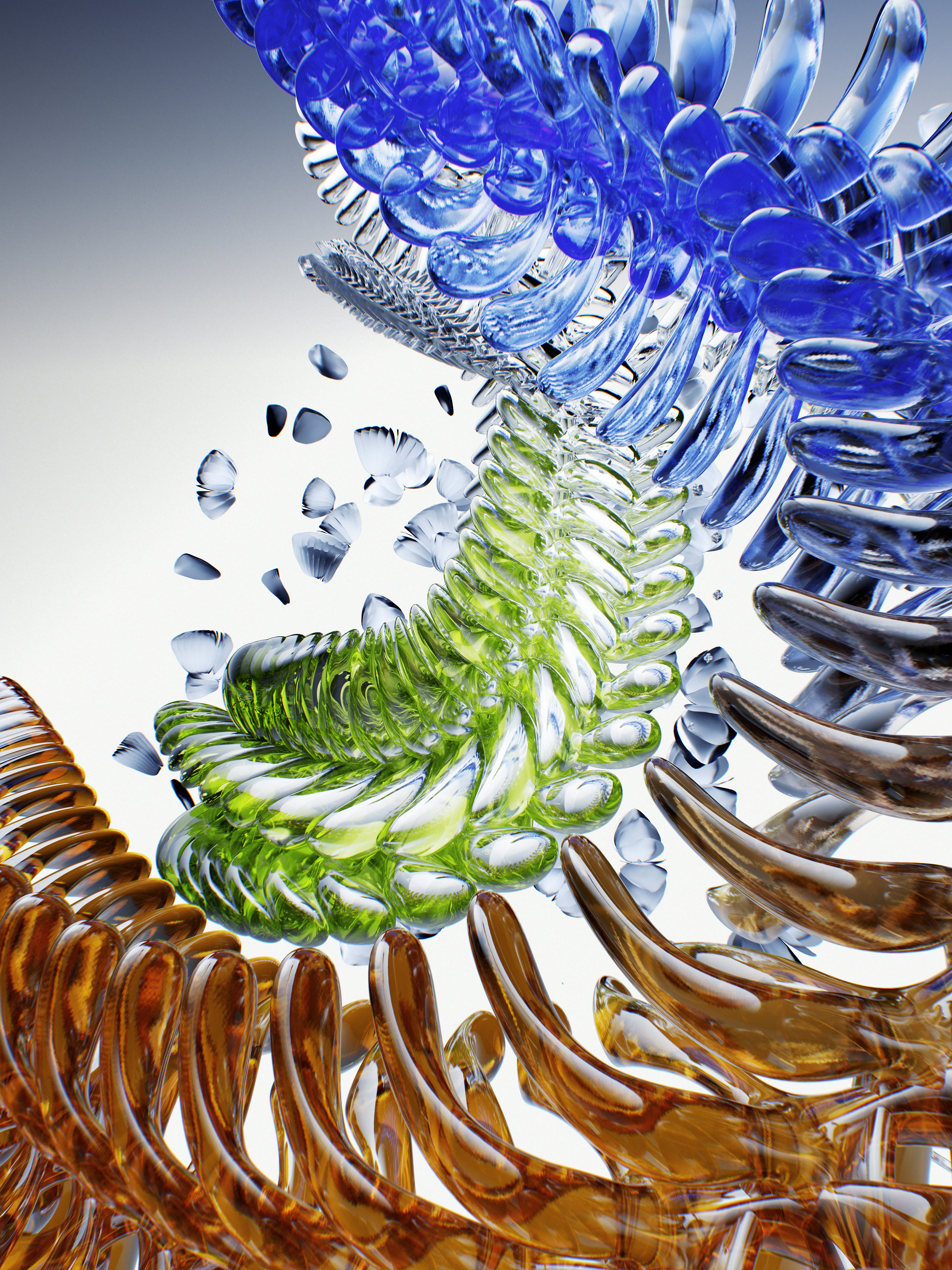 a close up of a bunch of glass objects