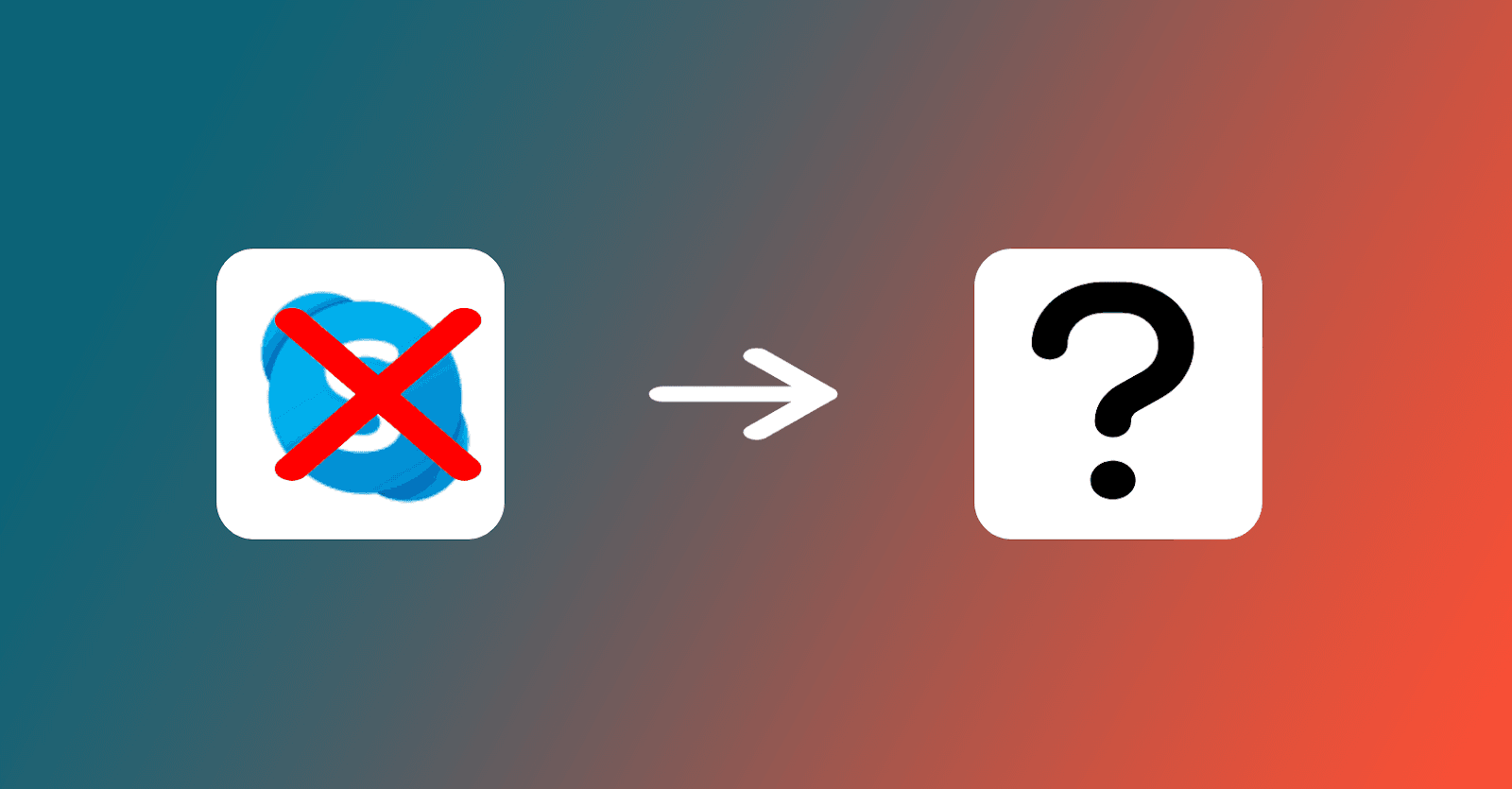 Skype symbol/logo crossed out with a red X.? Symbol on a blue and red background.
