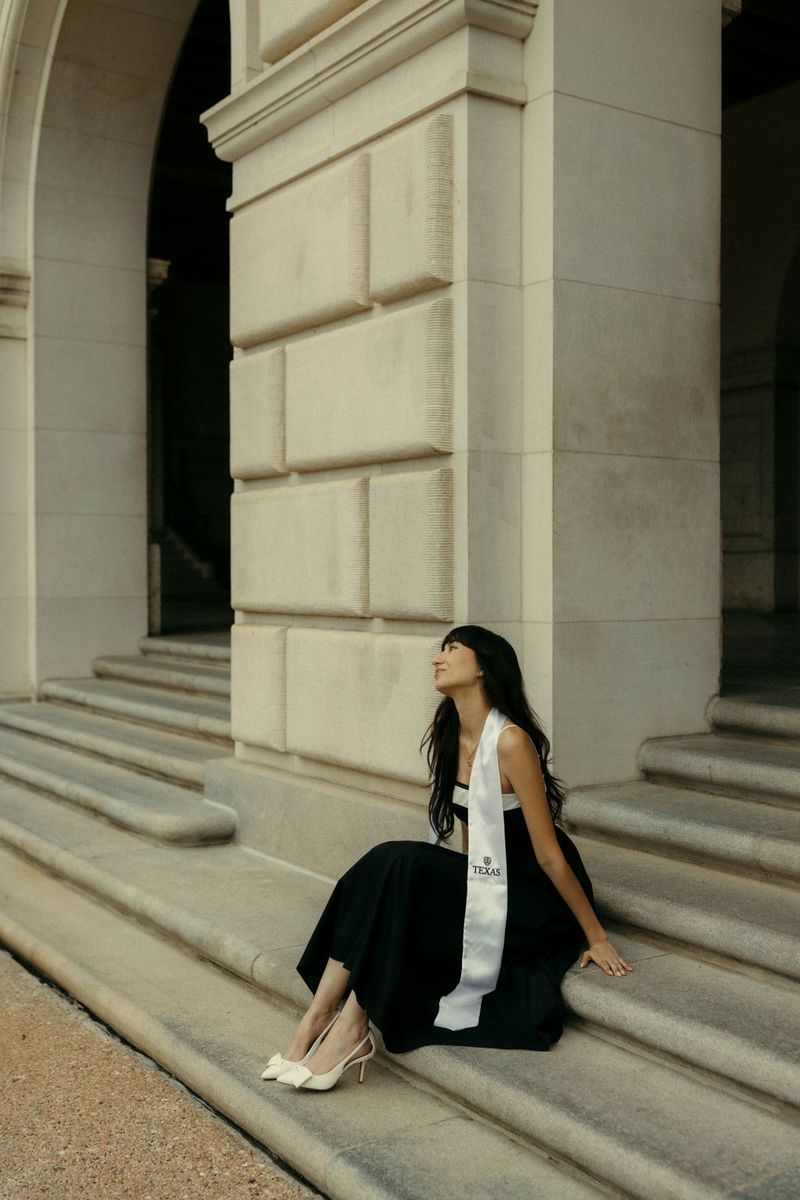 Graduation creative portrait session with soft shadows and natural light