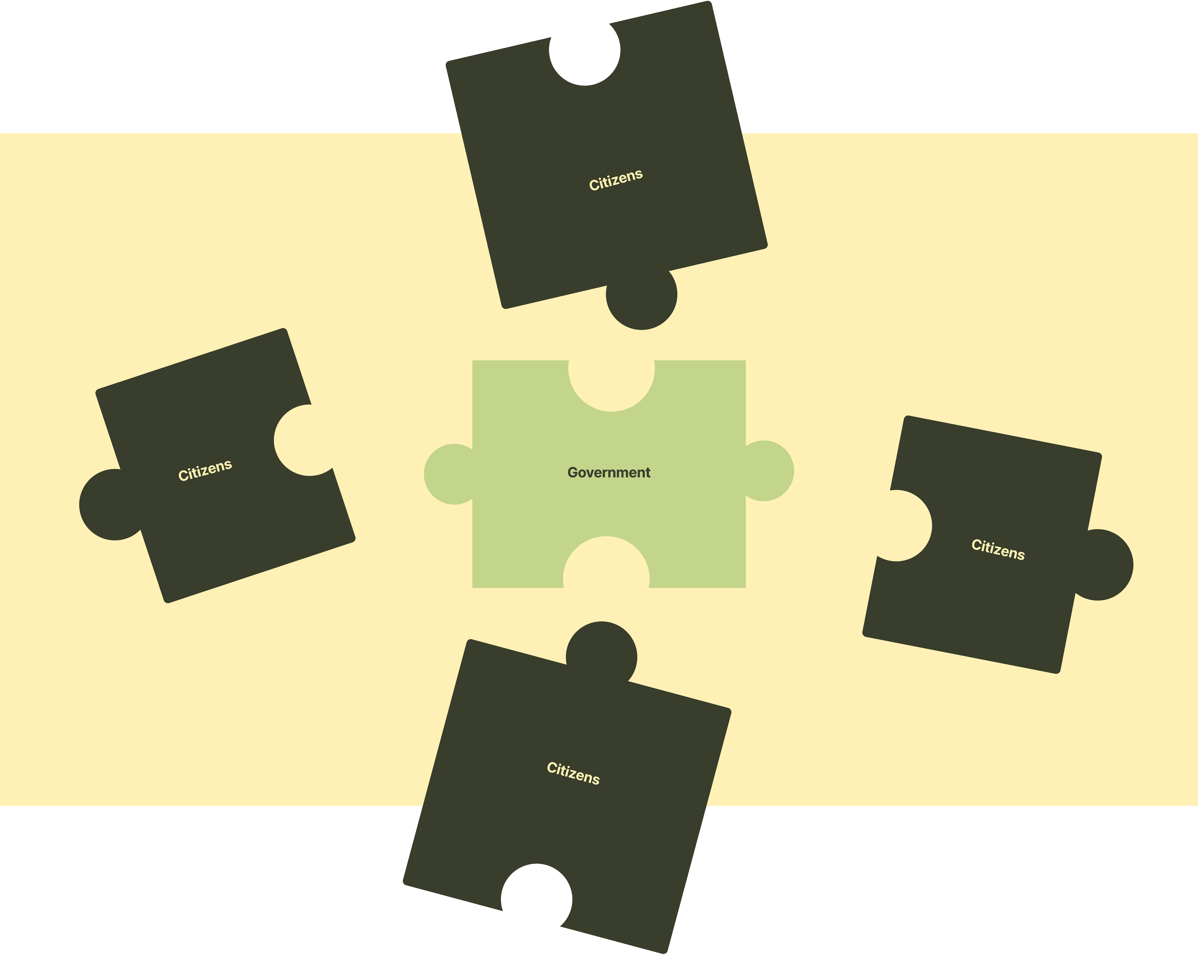 Illustration of Citizens and Government Puzzle Pieces Not Fitting Together