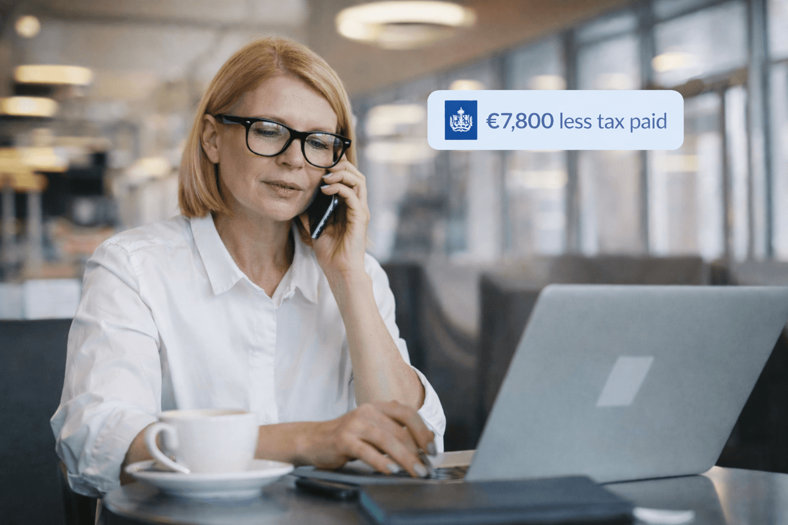 Woman accountant doing income taxes on a computer