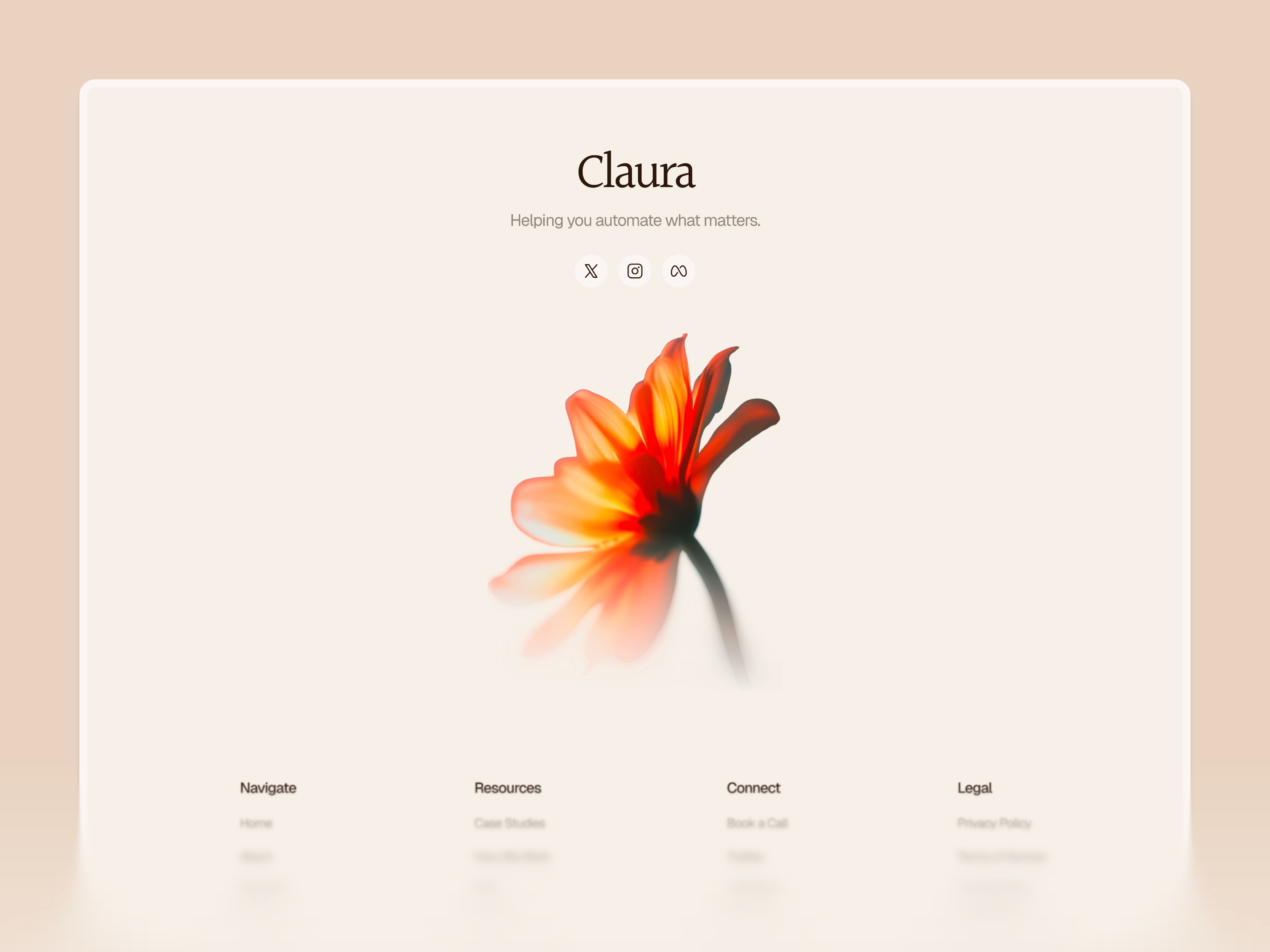 A vibrant orange flower illustration on a soft beige background with the text "Flora" at the top.
