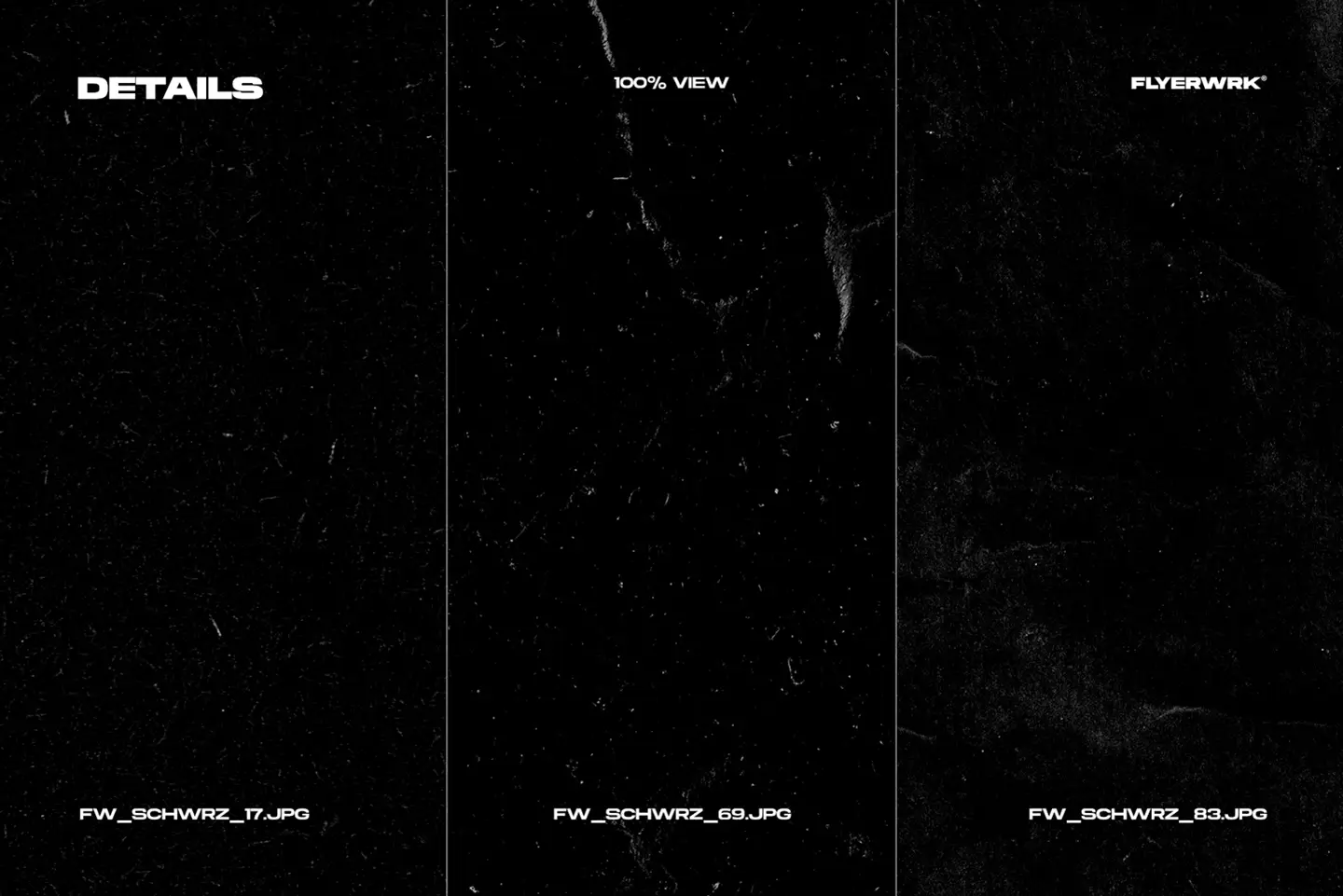 Close-up detail of black paper texture showing scratches dust and worn surface