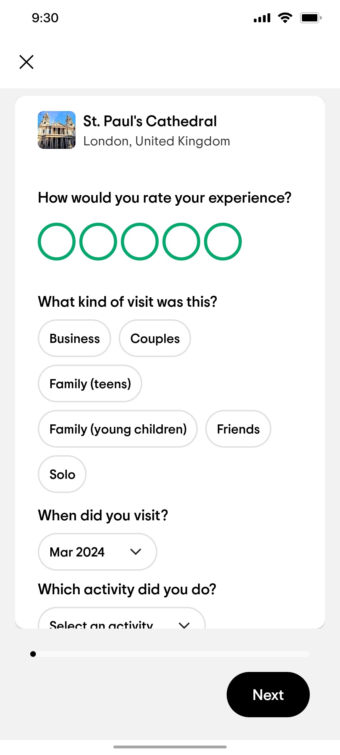 Tripadvisor Note your Experience Page Screen