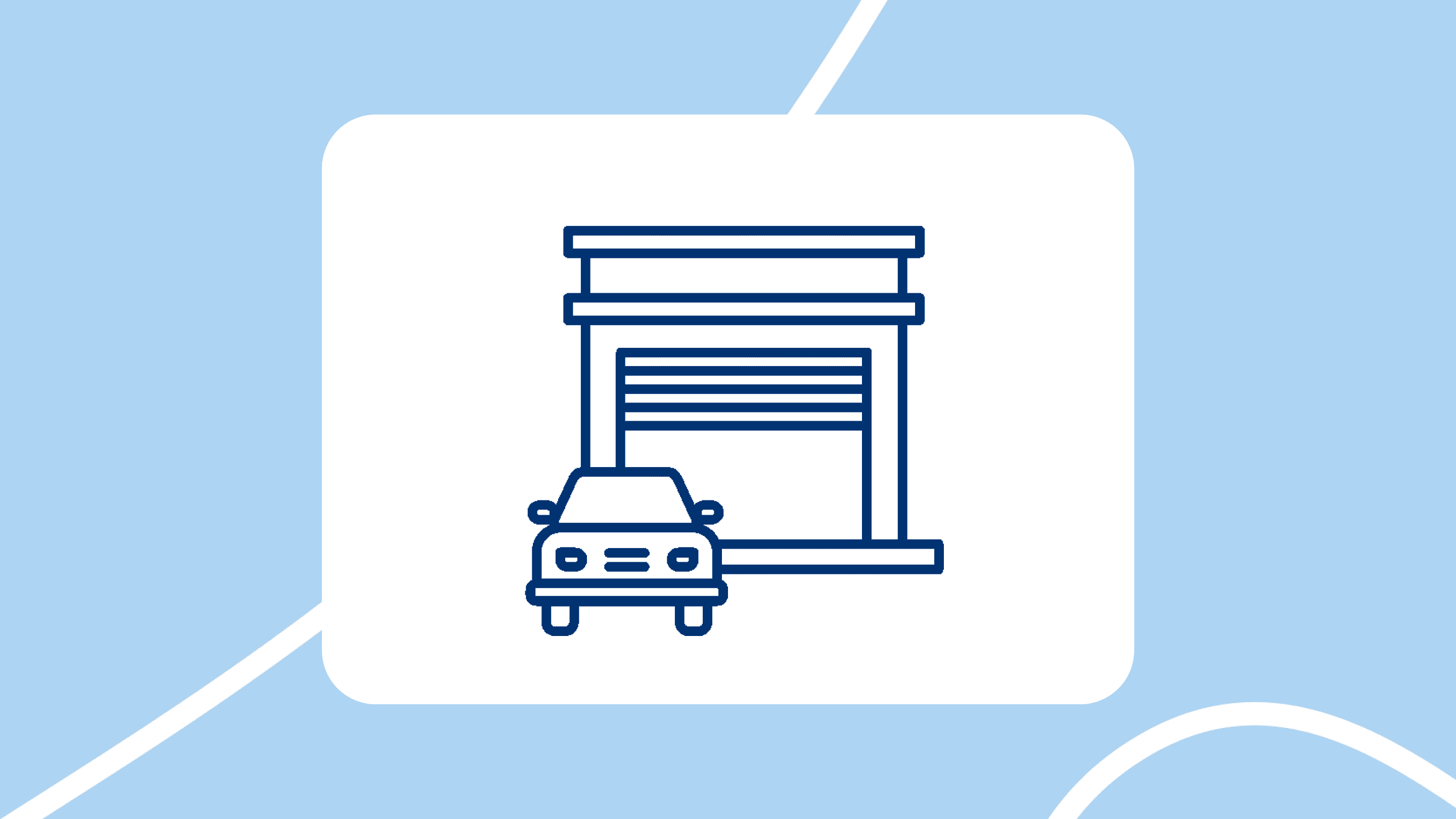 Ilustración de un concesionario con un coche en primer plano
