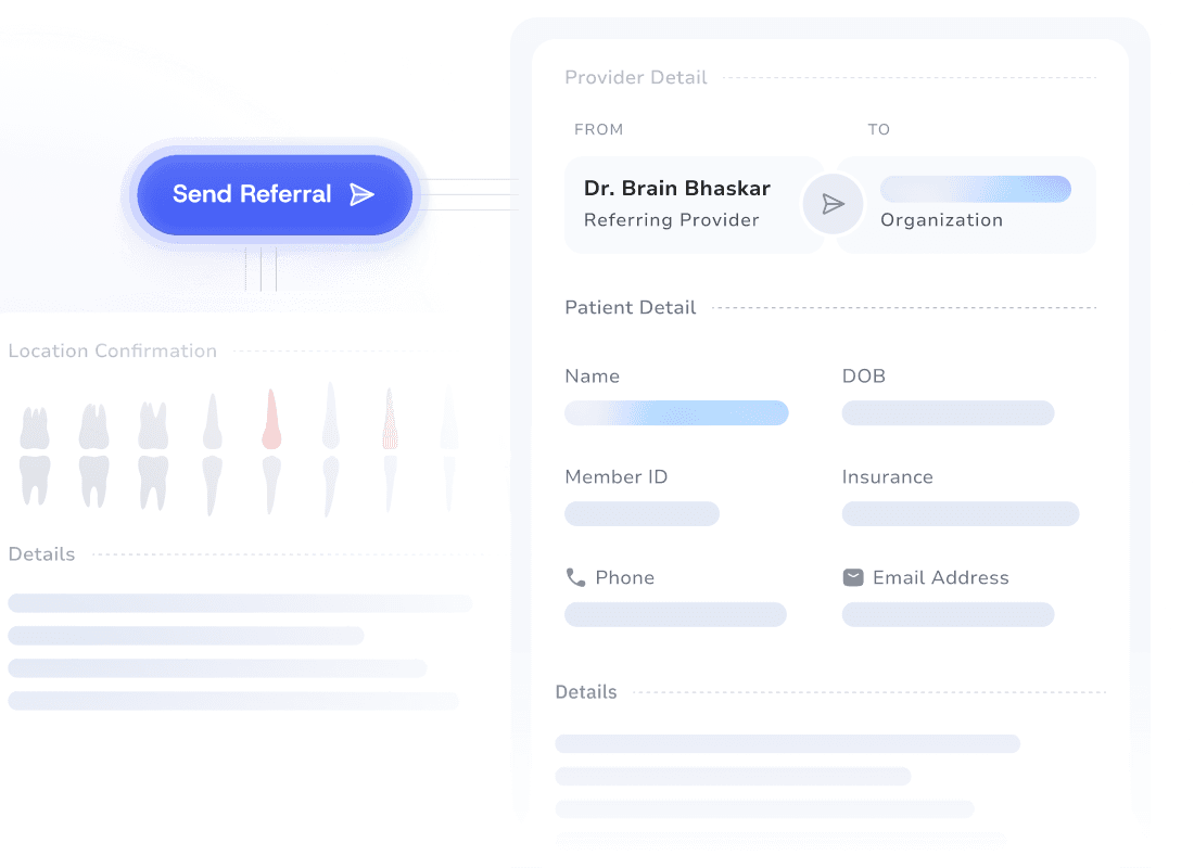 General dentist sending digital referral to oral surgeon with x-rays attached