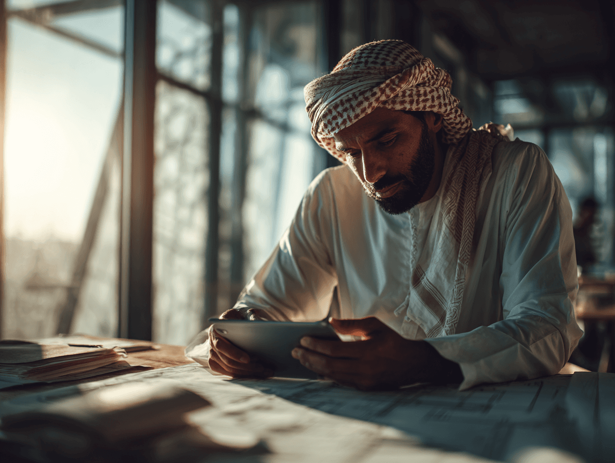 مصمم تقني يعمل على نموذج ثلاثي الأبعاد لنظام الطاقة الشمسية بدقة هندسية.