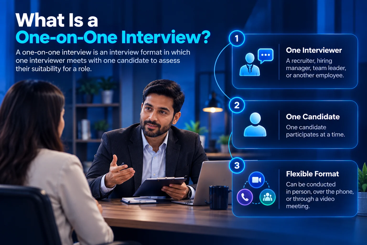 Image showing One-on-one interview between a hiring manager and candidate.