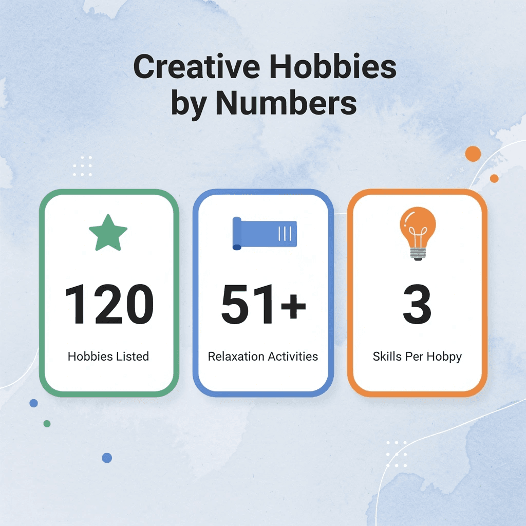 Infographic showing key statistics about creative hobbies