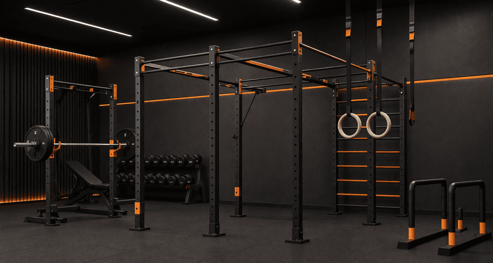 Empty modern gym in evening