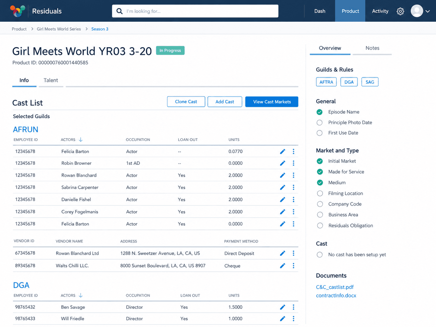 Screenshot of the Product setup flow, the two-step guided form with a guild rules side panel