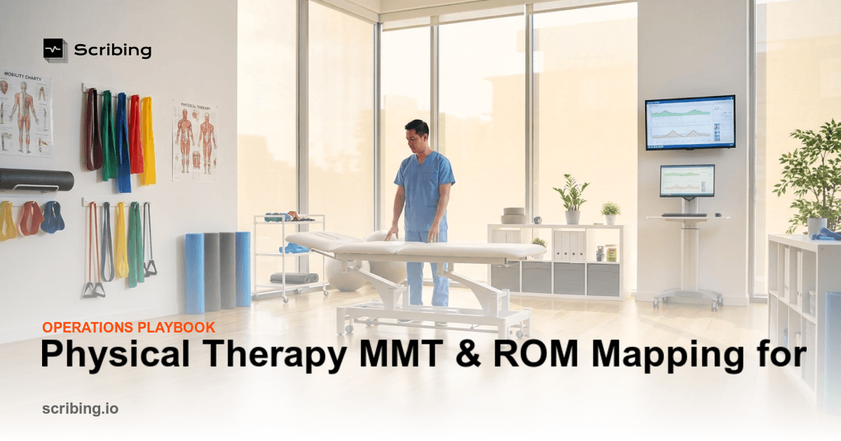Physical therapist using digital documentation tools to record MMT and ROM measurements for accurate insurance claim submission in Raintree Systems