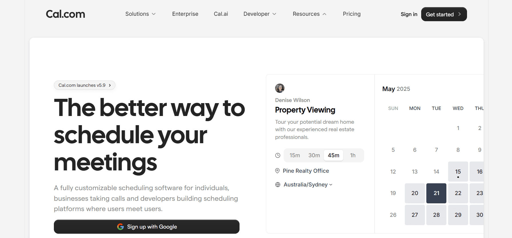 Home page of Cal.com