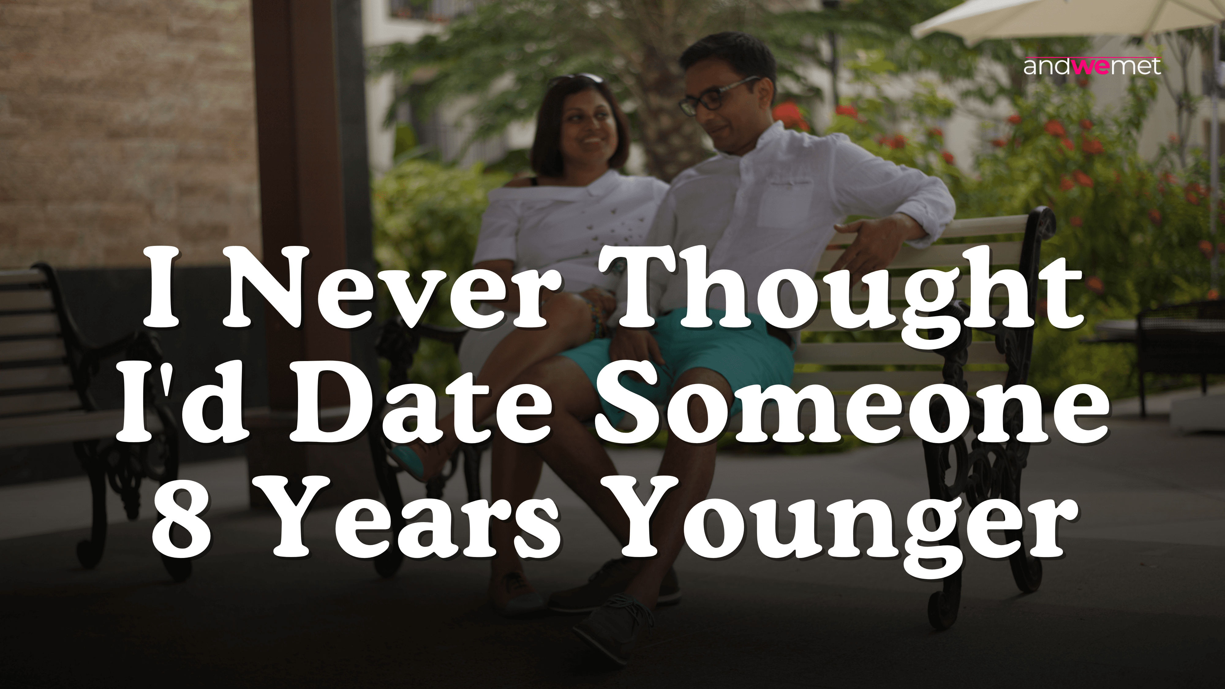 Indian couple with an age gap sitting together outdoors representing age difference relationships among Indian singles 28 and beyond