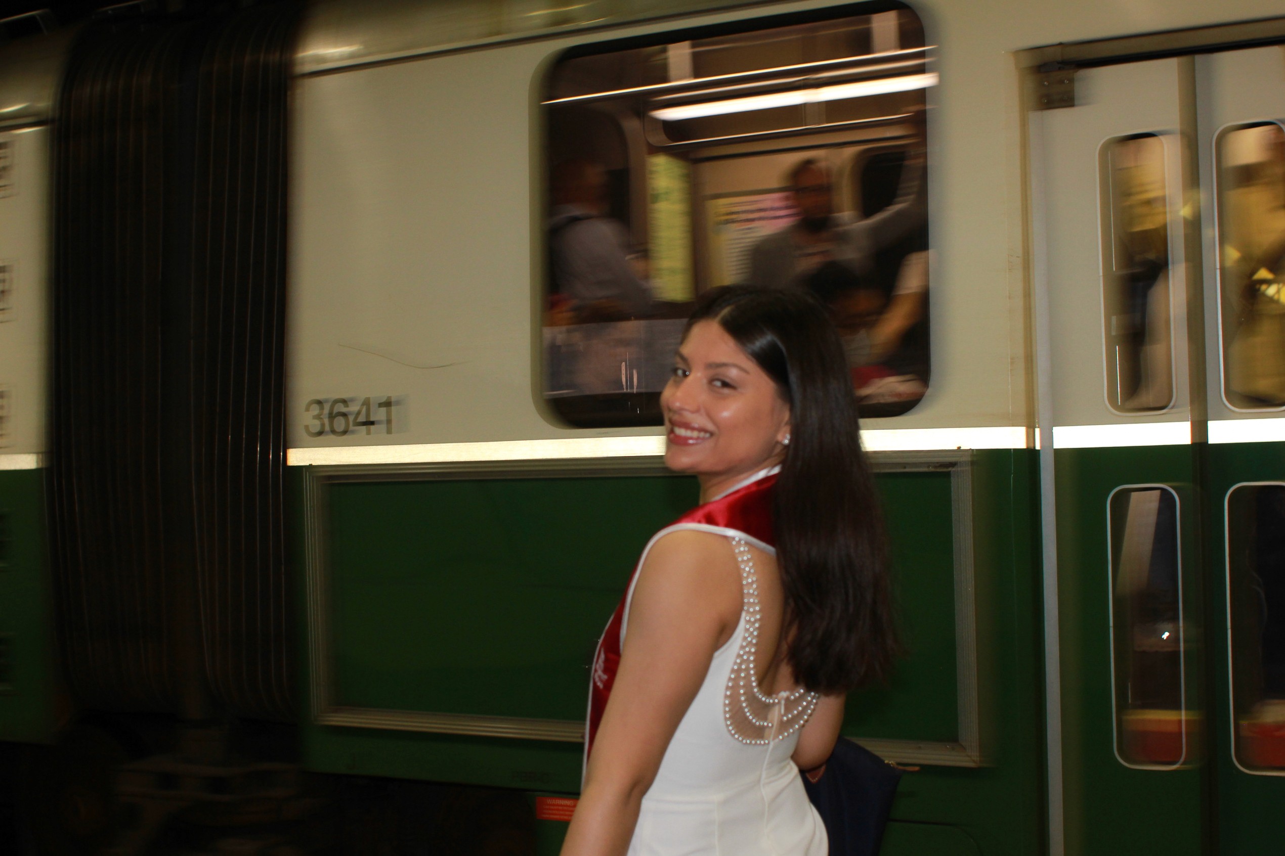 Stylish model in crowd