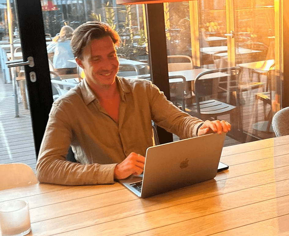 Athlete winning a race