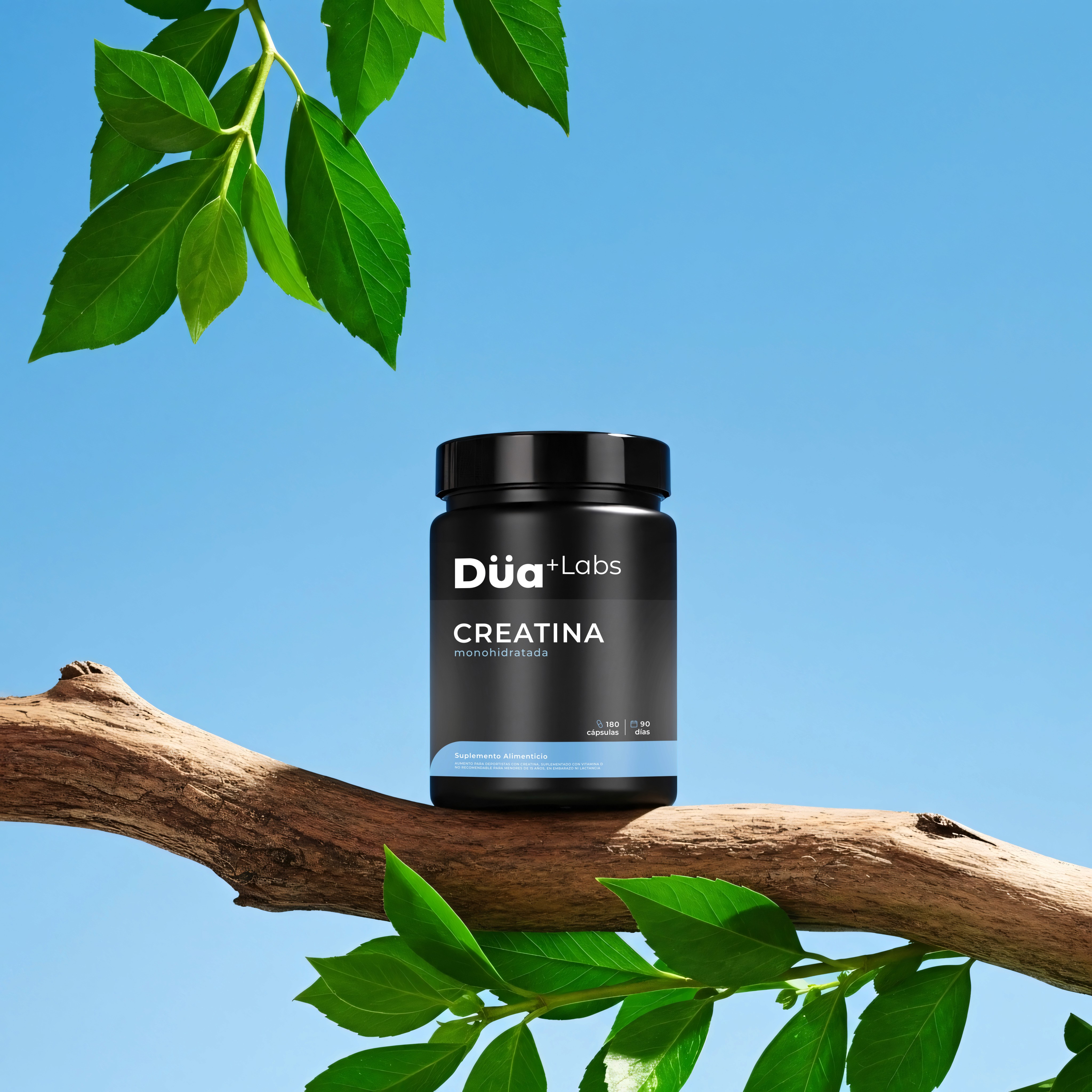 una foto producto de Dua labs, es una foto muy impactante de un producto sobre una rama con un fondo de cielo, muy impactante visualmente