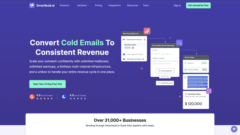 smartlead.ai home page