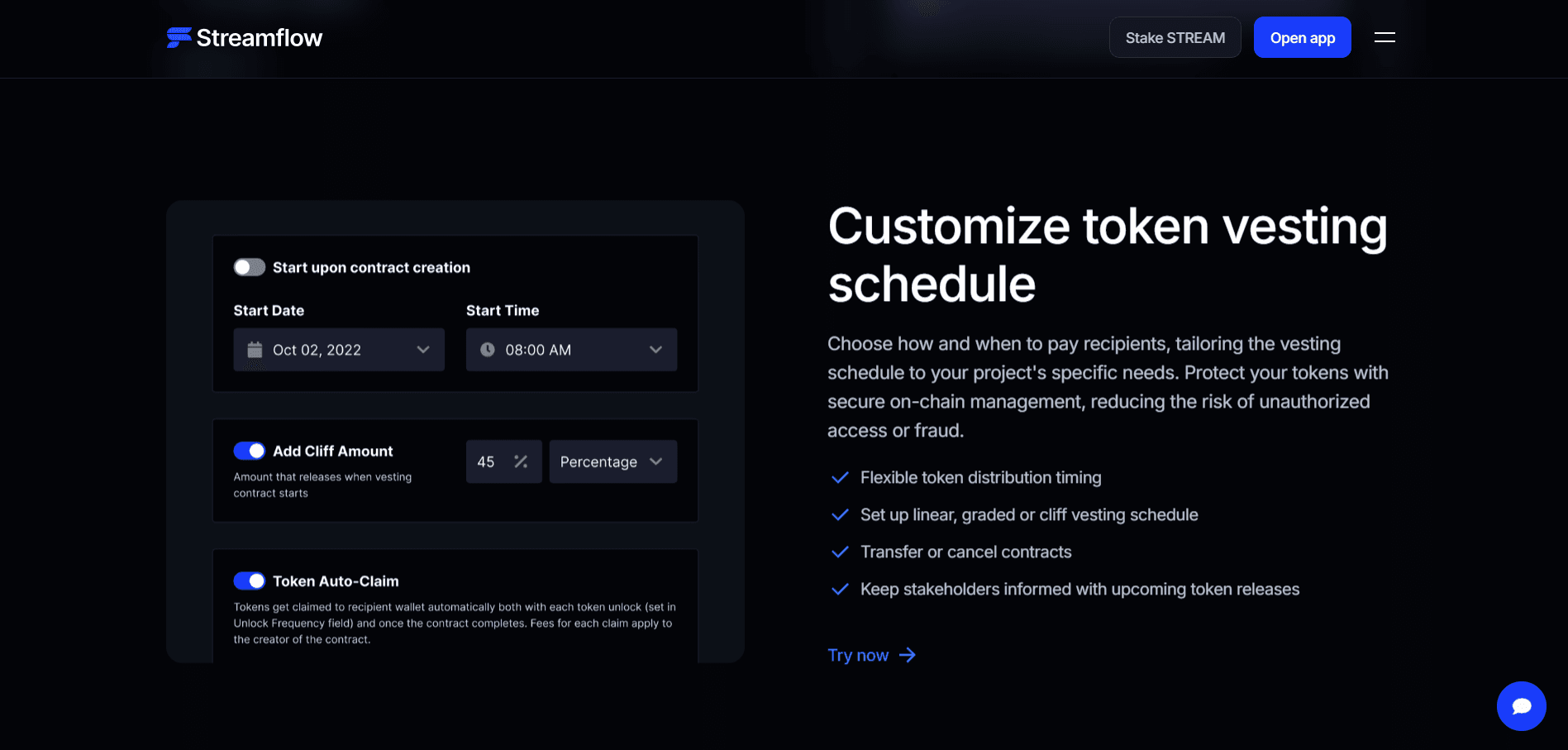 Streamflow Token Vesting Schedule