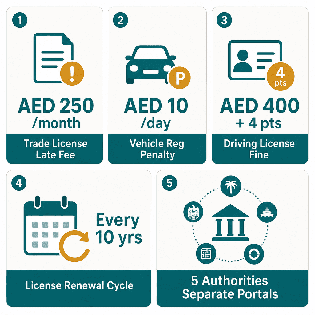 Infographic: Licence Renewal Dubai - Trade, Vehicle and Driving Licences Explained