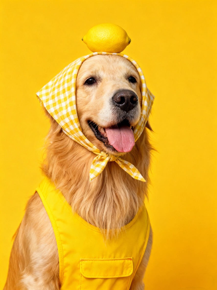 creative dog portrait with lemon photography by Lefty Studio