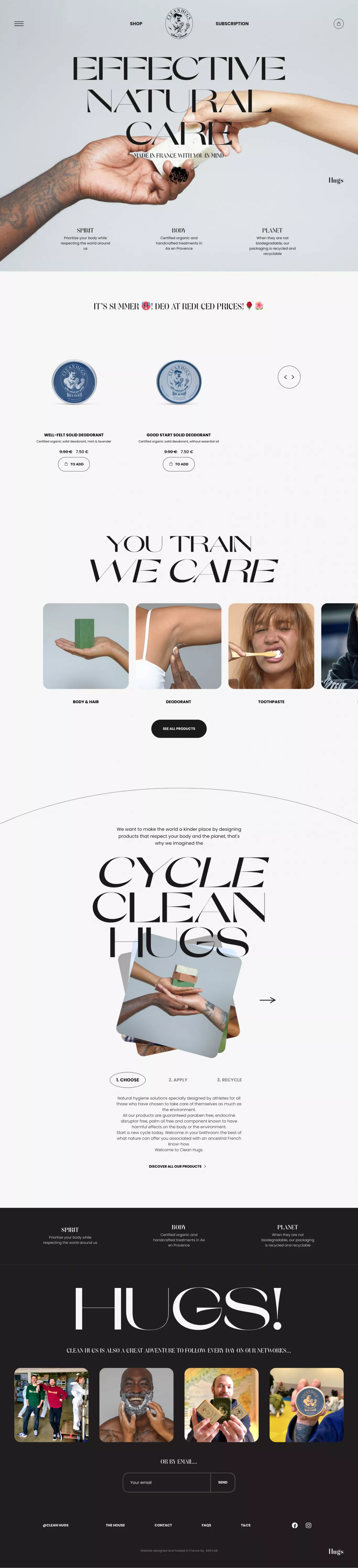 Clean Hugs - Cleanhugs ecommerce page screenshot showcasing Beauty and Ecommerce design