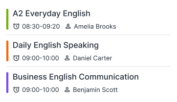 class schedule and calendar for online lessons in edio.ai