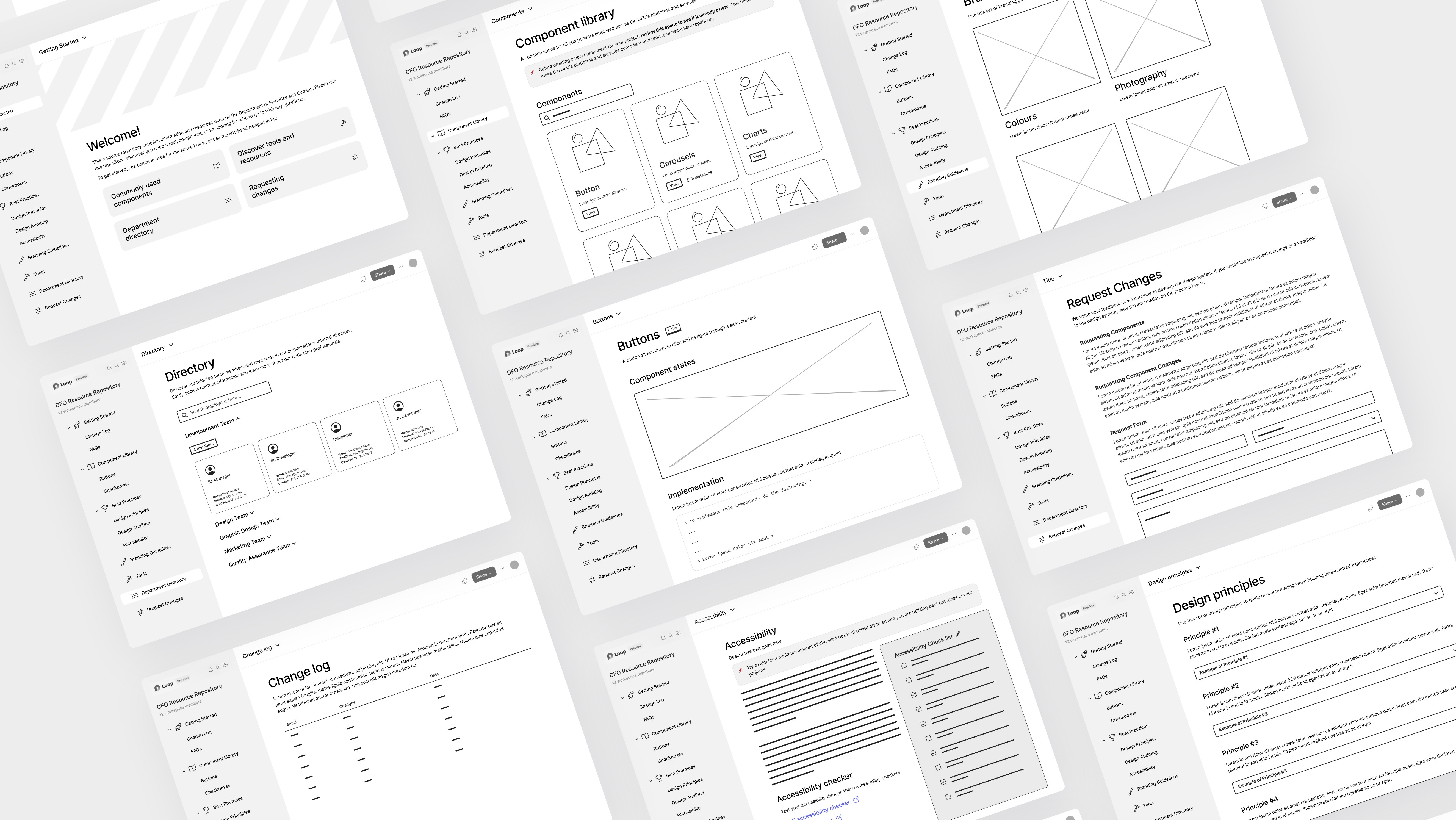 An image of low-fi UI screens