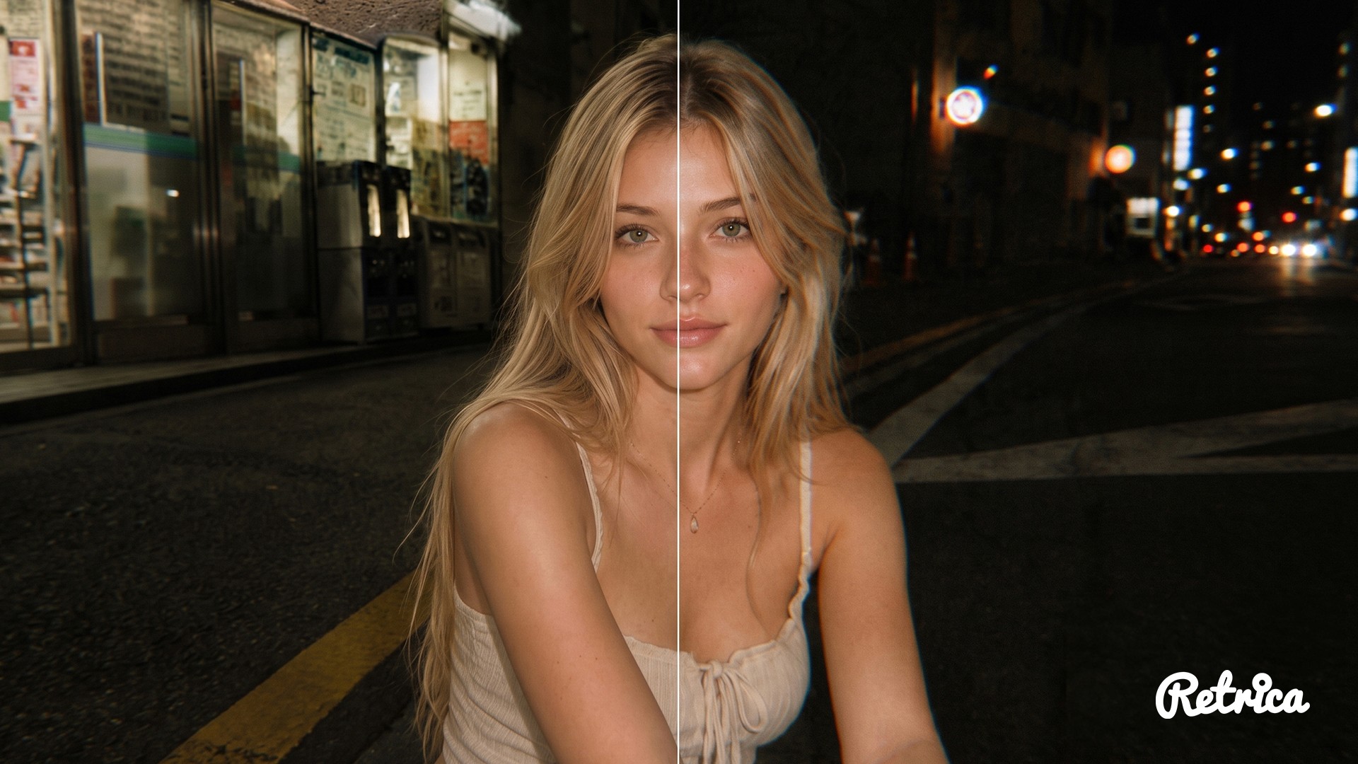 Retrica's vintage filter sets applied to the same photo: cinematic, faded, antique, and monochrome