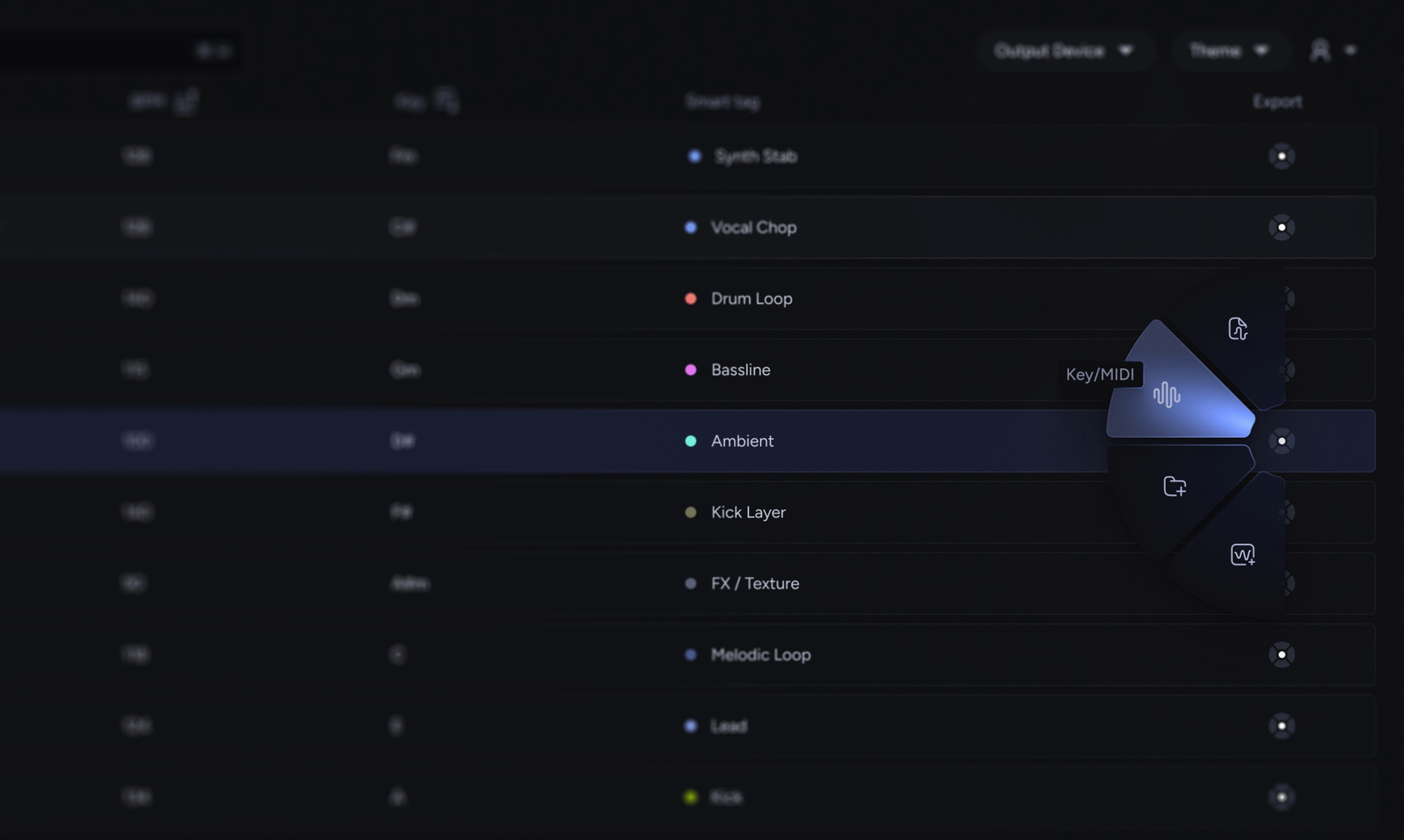 Image of audio list with options