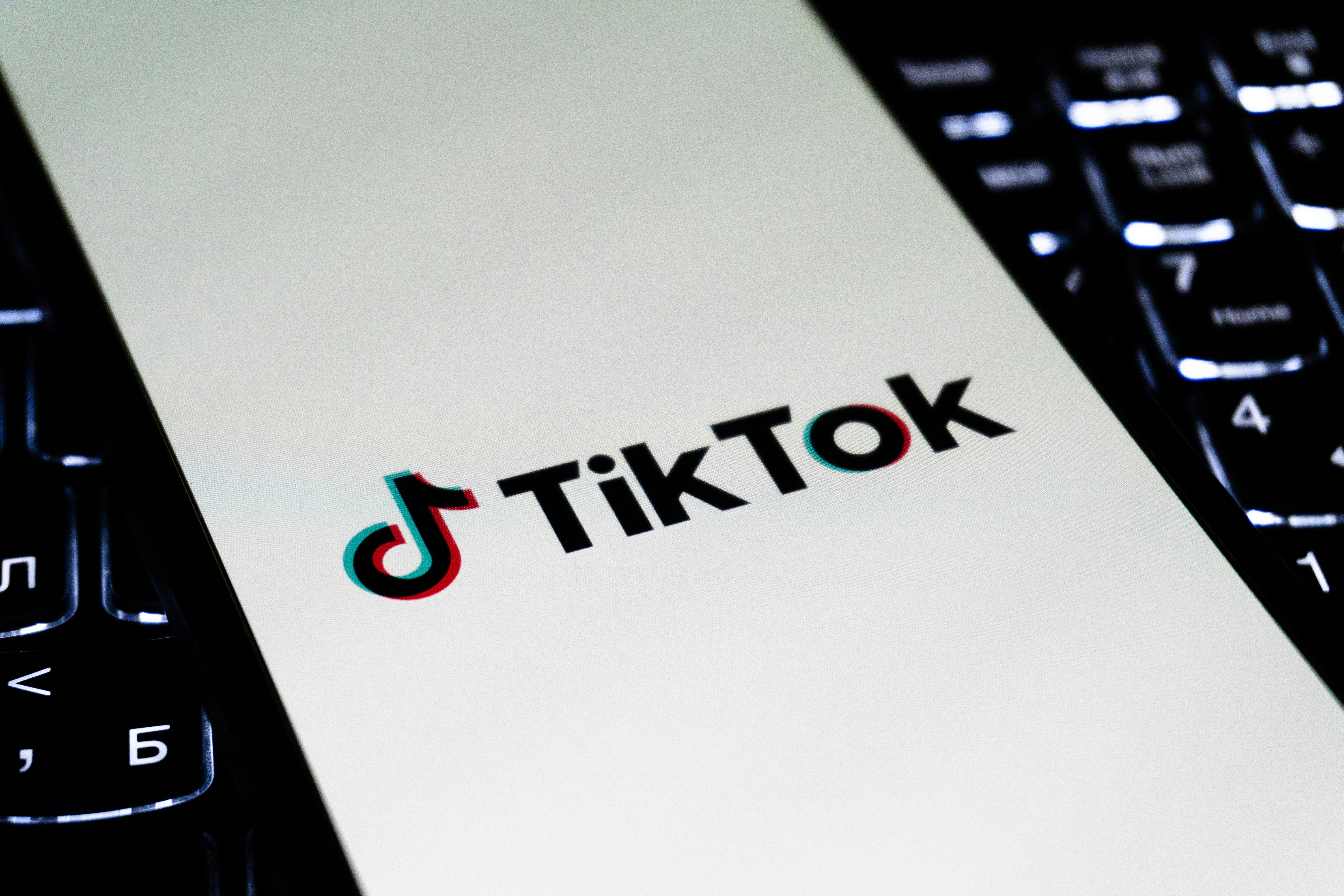 Tiktok logo on a modern laptop screen