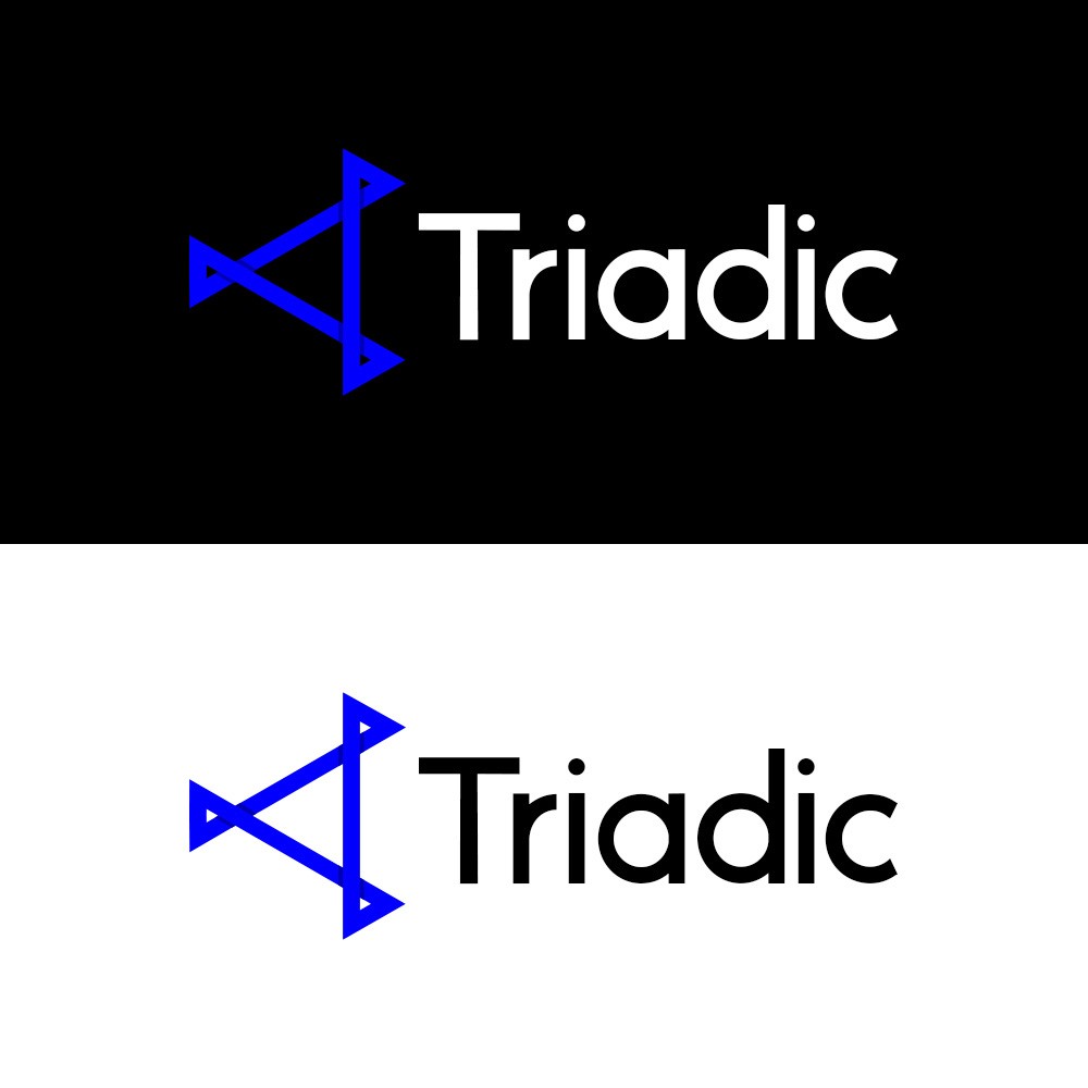 Triadic logo and tech branding assets designed with clean, modern UI Digital interface mockups for Triadic, a technology solutions startup