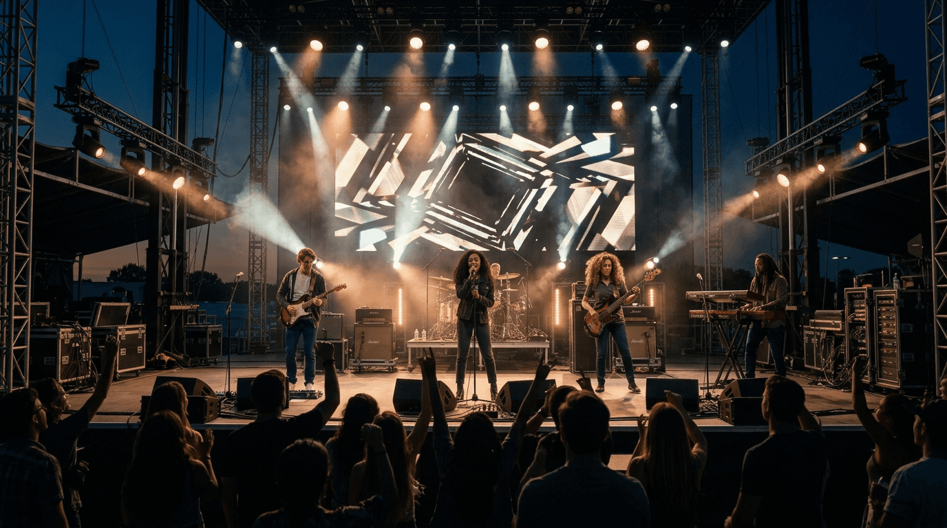 Live band performing on a concert stage