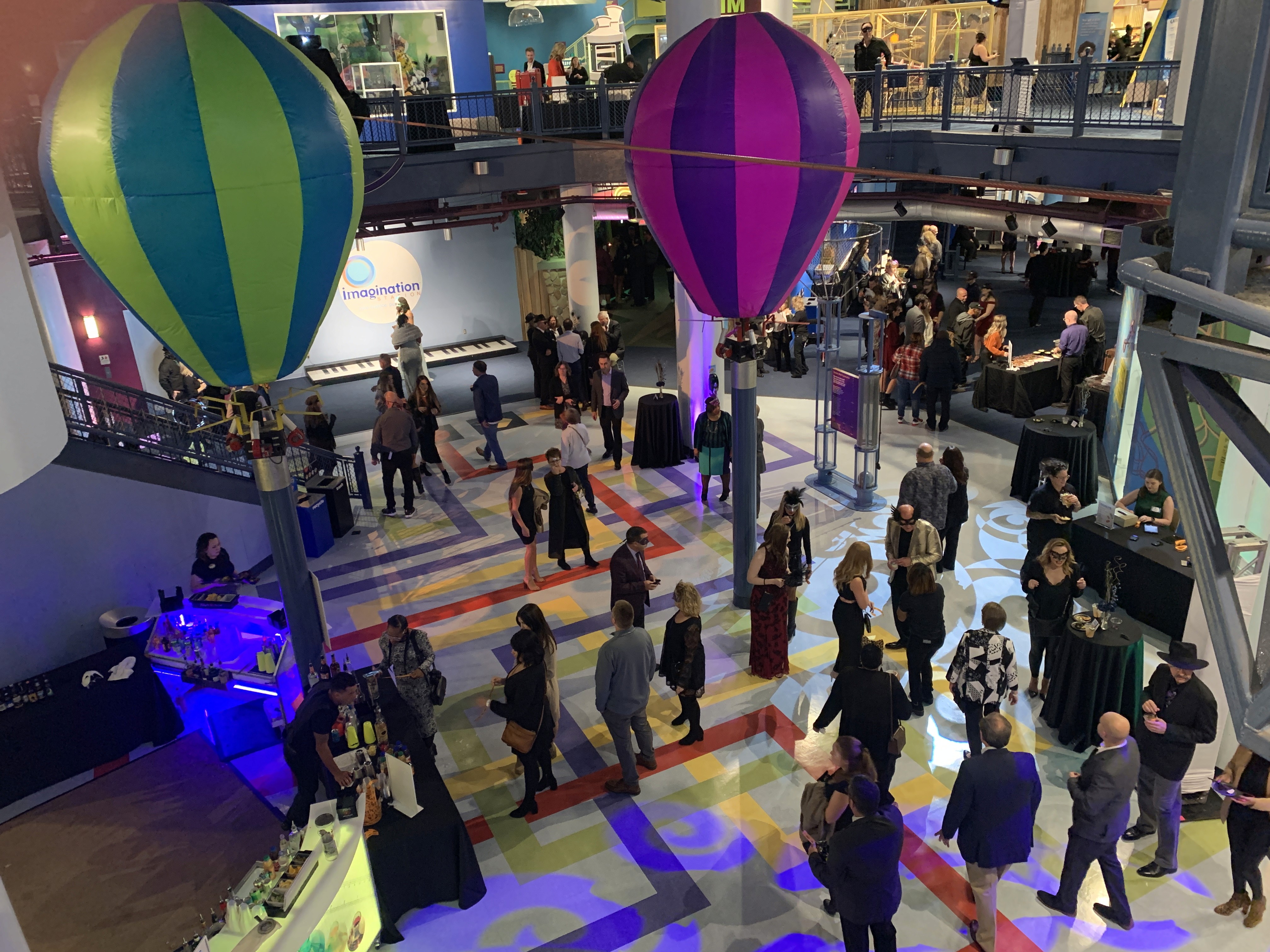 A large scale event in the lower atrium at Imagination Station