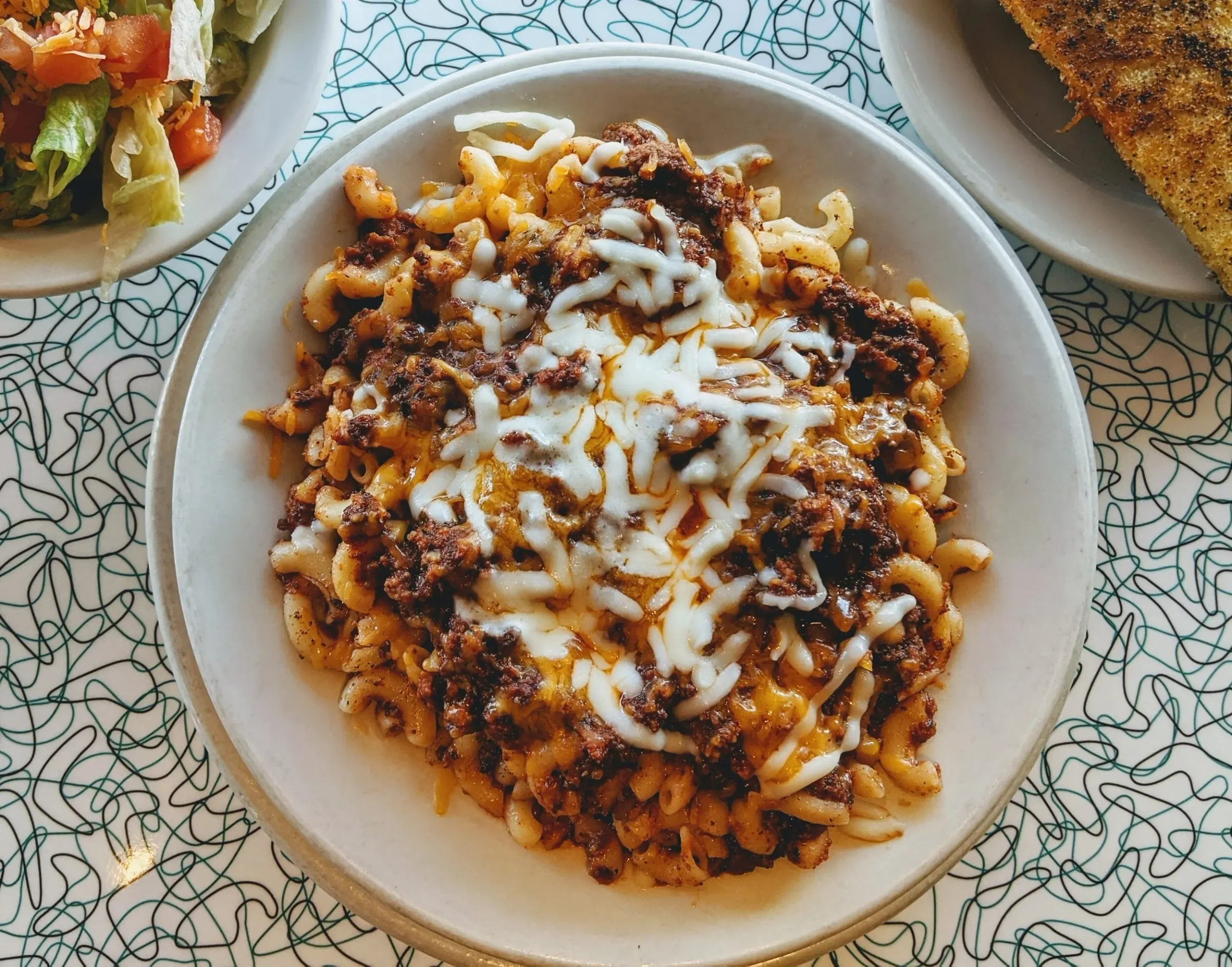 Johnny Marzetti pasta with melted cheese