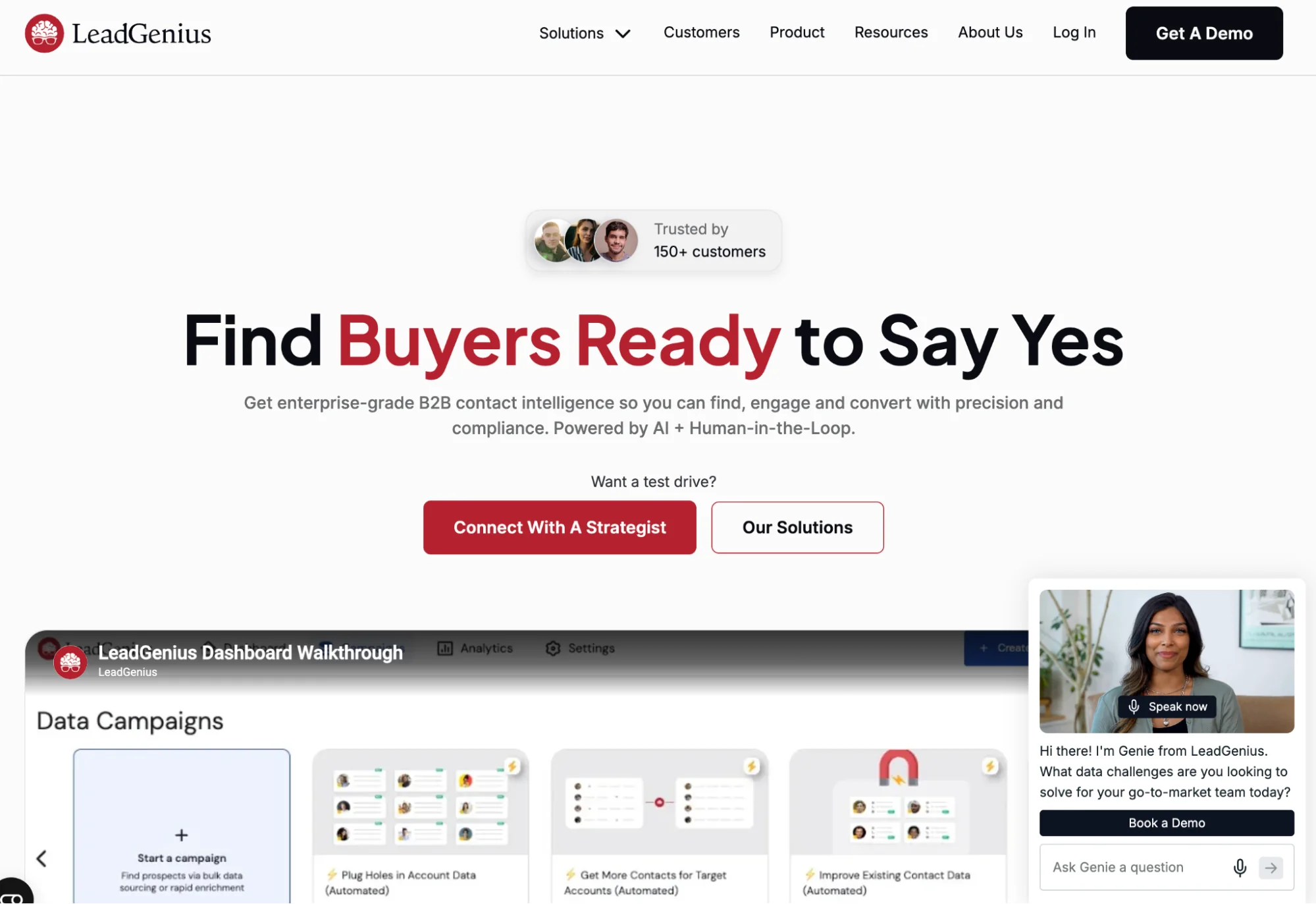 LeadGenius homepage: data and intent platform for B2B lead generation