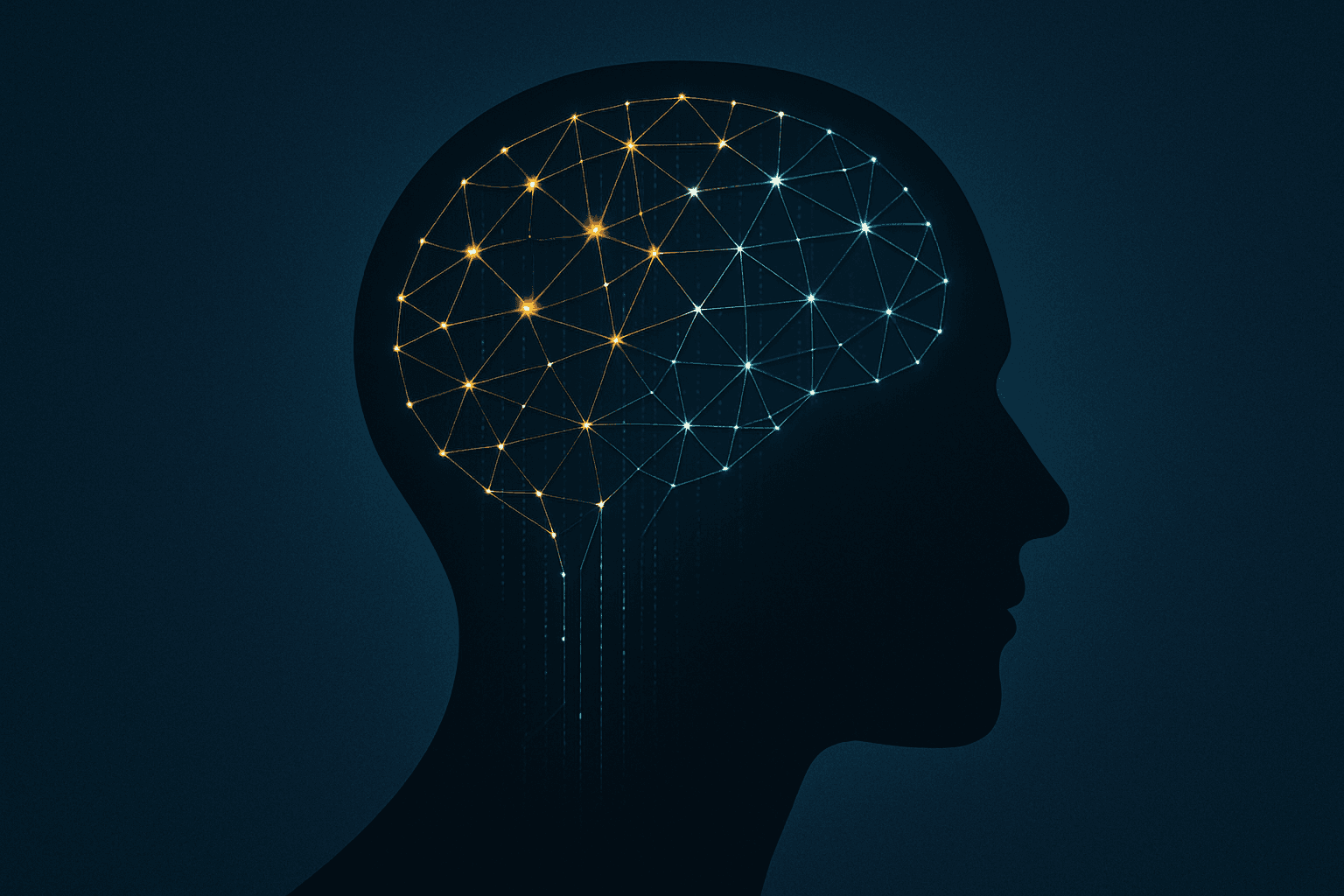 Brain data visualization, neural network abstract, digital health biology.