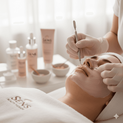 A close-up of hands performing a relaxing massage, with warm golden light illuminating the skin. The scene evokes a sense of relaxation and well-being.