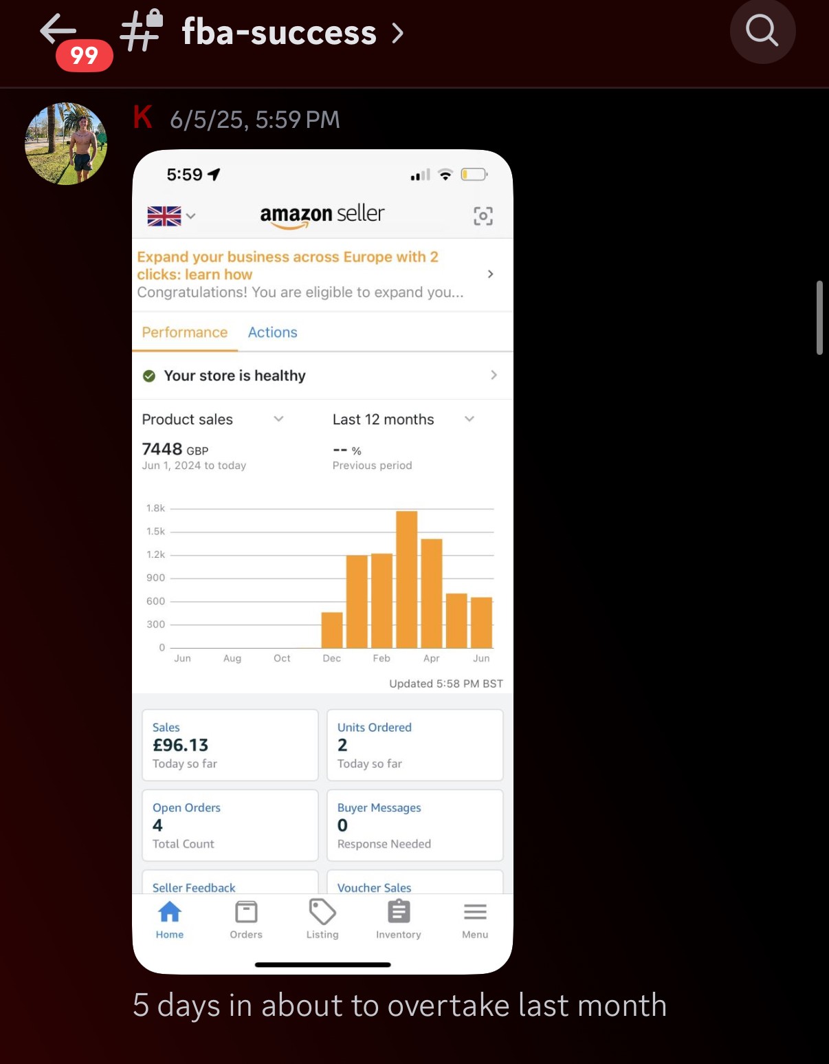 Amazon FBA seller success results