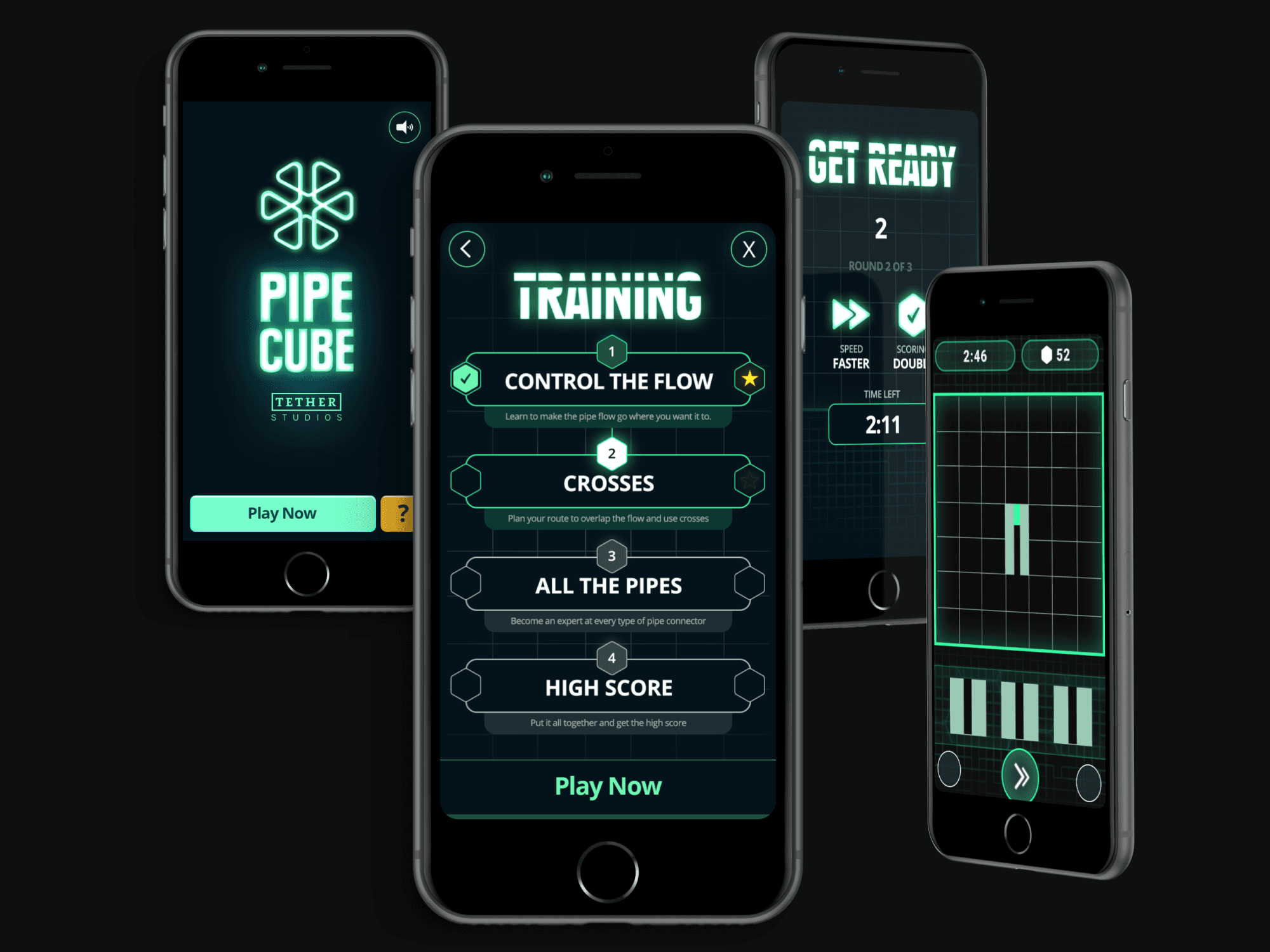 Pipe Cube UI screens