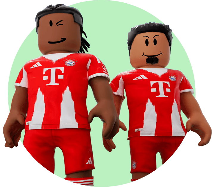 Roblox characters in red Bayern Munich kits