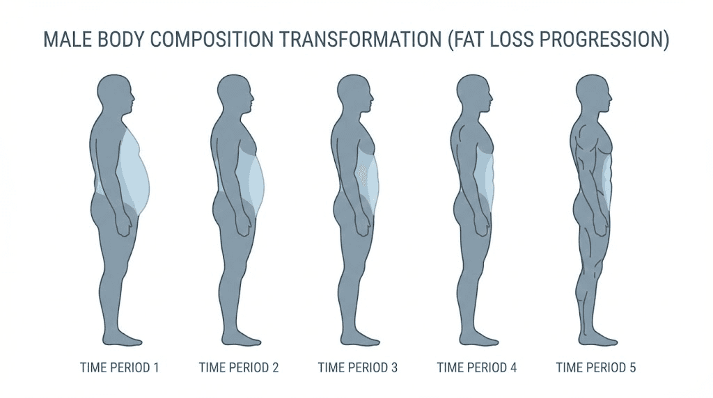 Men before and after tirzepatide body transformation timeline