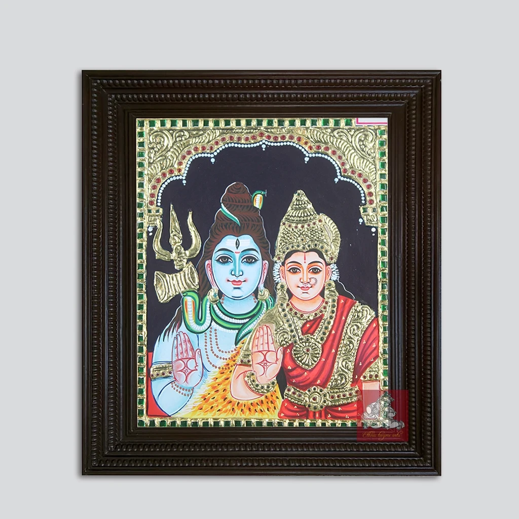 shiva parvathi tanjore painting