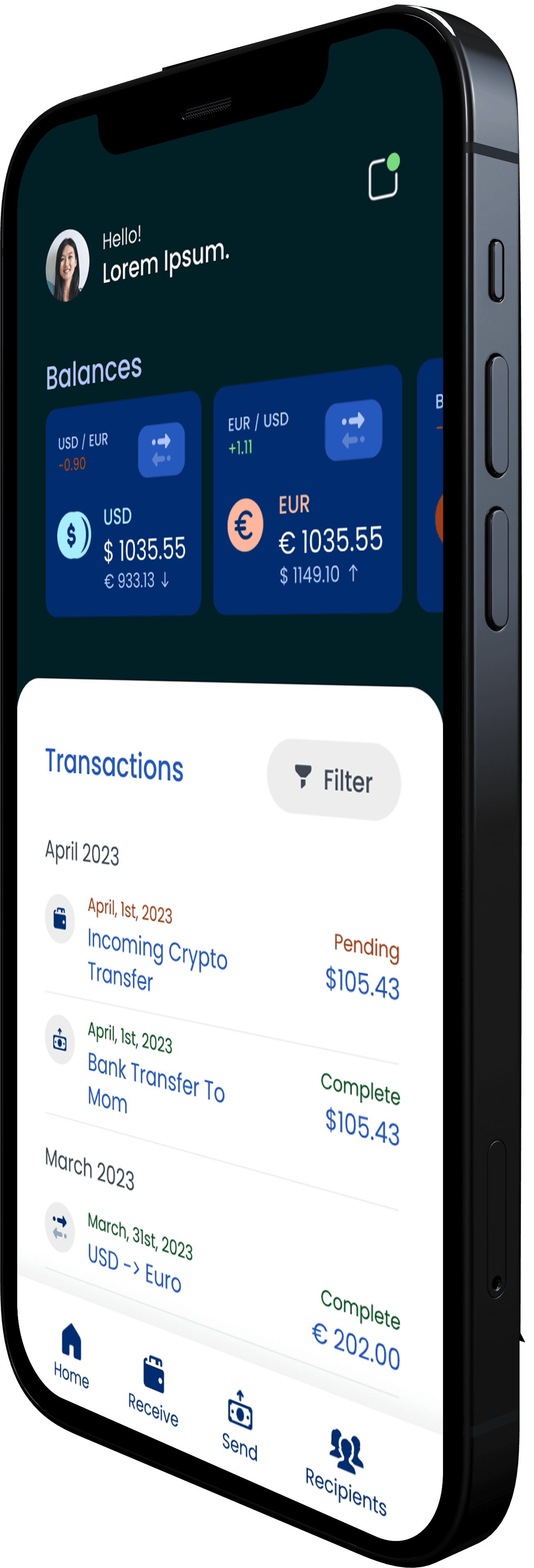 Digital wallet iOS Mobile App Design PNG File